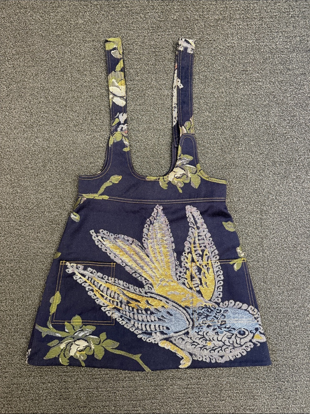 ETRO Mini Jacquard Fabric Pinafore Dress with Birds